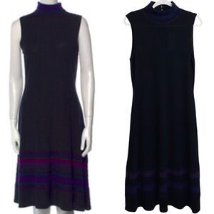 Ralph Lauren NWT Black &Purple Sleeveless Nordic Print Mohair Wool Sweater Dress